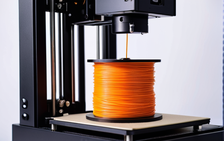**FDM 3D Printer Creating a Prototype:** "Close-up of an FDM 3D printer in operation, creating a prototype. Focus on the layering process and the filament spool, showcasing the accessibility and low-cost nature of FDM printing."
