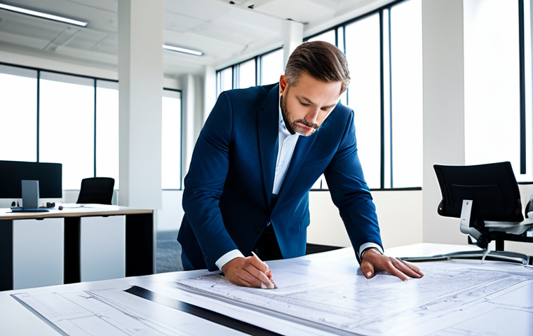 **

"A professional architect, fully clothed in modest attire, reviewing blueprints in a bright, modern office space. Natural light, perfect anatomy, correct proportions, safe for work, appropriate content, professional, family-friendly, well-formed hands."

**