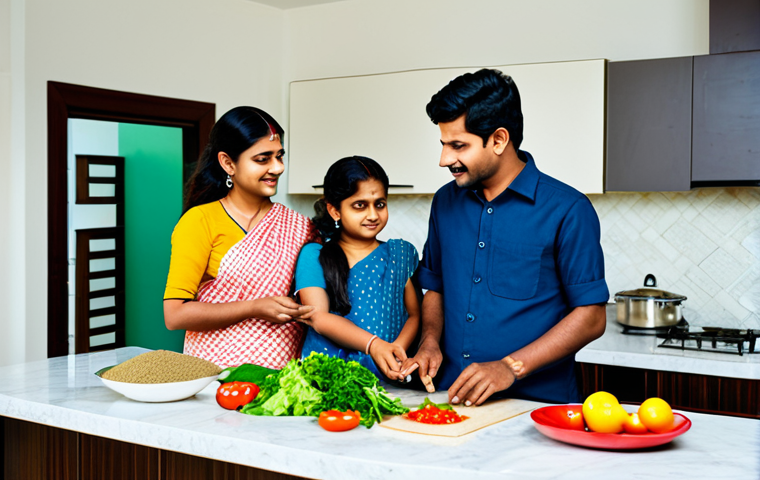가정 경제 활용법 - **Prompt:** A Bengali woman in a modest sari, smiling warmly, teaching her daughter about budgeting ...