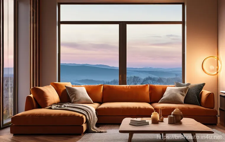 스마트 조명 활용법 - **Prompt: A cozy and modern living room illuminated by smart lights. The lighting casts a warm, invi...