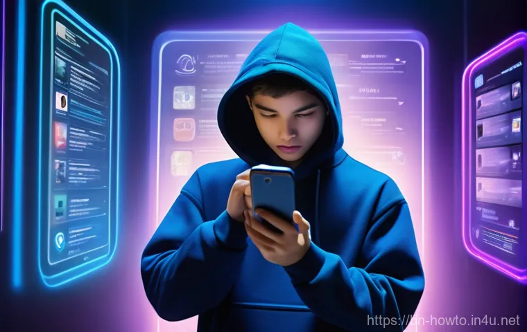 영화 리뷰 앱 활용법 - **A thoughtful young adult navigating a digital landscape of movie apps.**
    A 17-year-old, dresse...