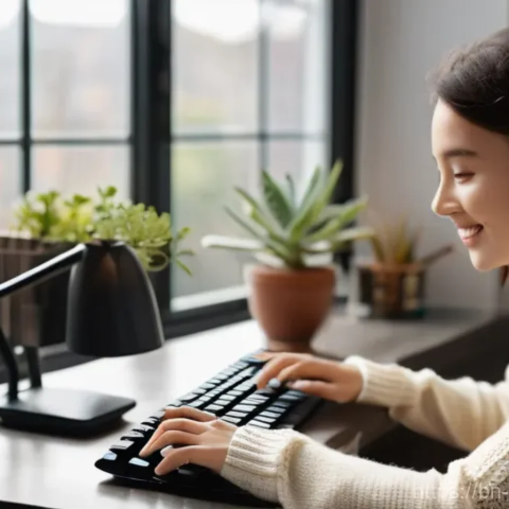 키보드 단축키 활용법 - **Prompt 1: Focused Blogger's Flow**
    "A vibrant, eye-level shot of a young adult woman (20s-30s)...