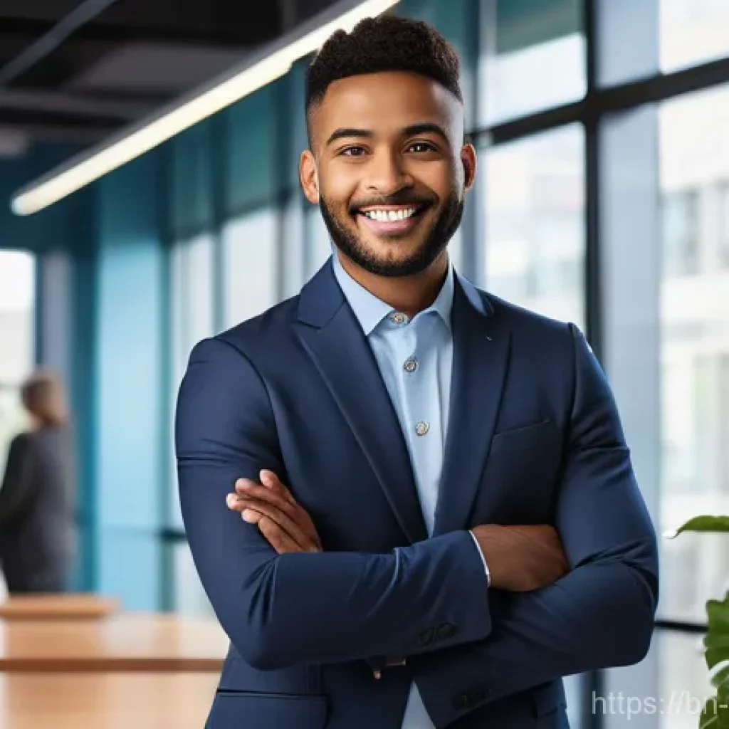 링크드인 프로필 활용법 - **Prompt:** A confident and modern young professional, of diverse background, dressed in stylish bus...