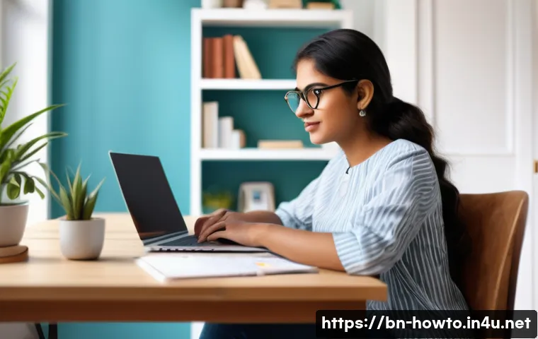 디지털 기술 활용법 - A young Bengali professional woman sitting at a modern desk in a bright, cozy home office, practicin...